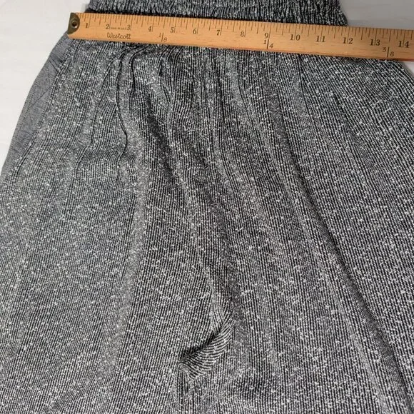 Wide-Leg Cropped Gray Textured Pants Elastic Waistband Pockets XL - Picture 11 of 14